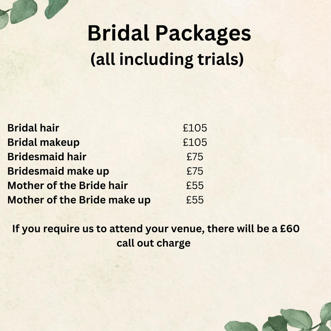 Bridal Price Guide