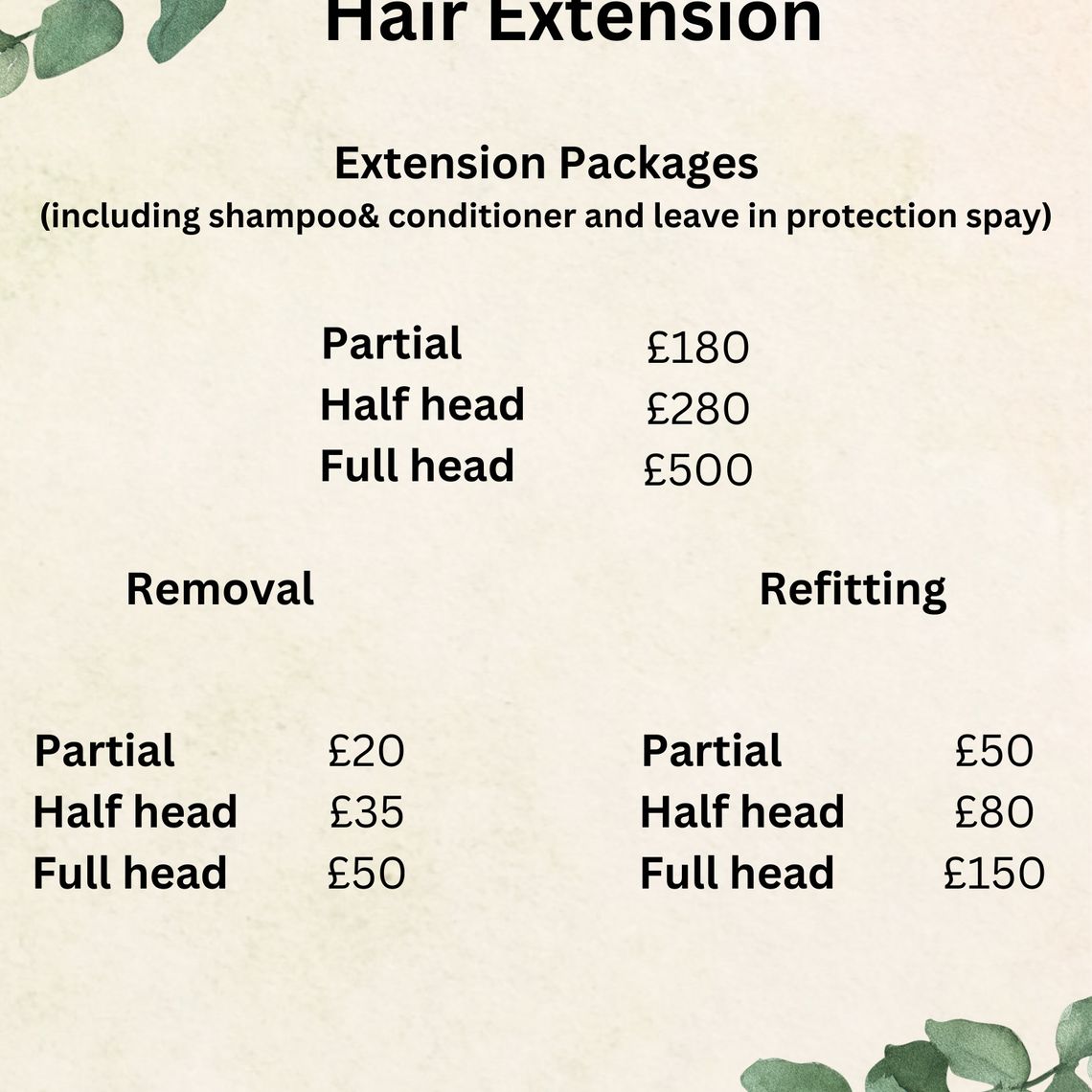 Hair Extension Price Guide